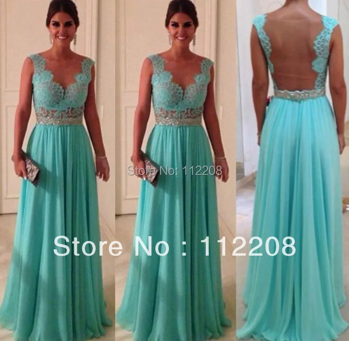 Free Shipping Floor-Length Mint Green Chiffon Beaded Evening Dresses Women/Prom Gowns | Свадьбы и торжества