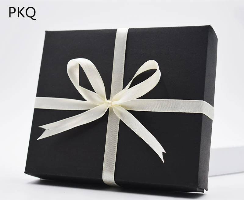 8.5x8.5x3.5cm White/Black/Kraft Gift box Retail Black Kraft Paper