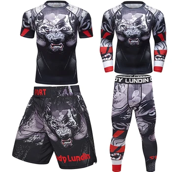 

Mma T-shirts+Pants Men Boxing Muay thai shorts Rashguard Jiu Jitsu Mma kickboxing sets Jerseys Fitness Sportsuits Bjj Gym Boxeo