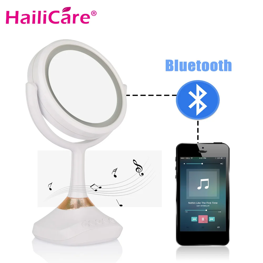 LED Makeup Mirror Smart with Bluetooth Speaker Rechargeable Table Lamp Mirror 1X/5X Magnifier Cosmetic Table Lamp Mirror цена LED Makeup Mirror Smart with Bluetooth Speaker Rechargeable Table Lamp Mirror 1X/5X Magnifier Cosmetic Table Lamp Mirror цены онлайн