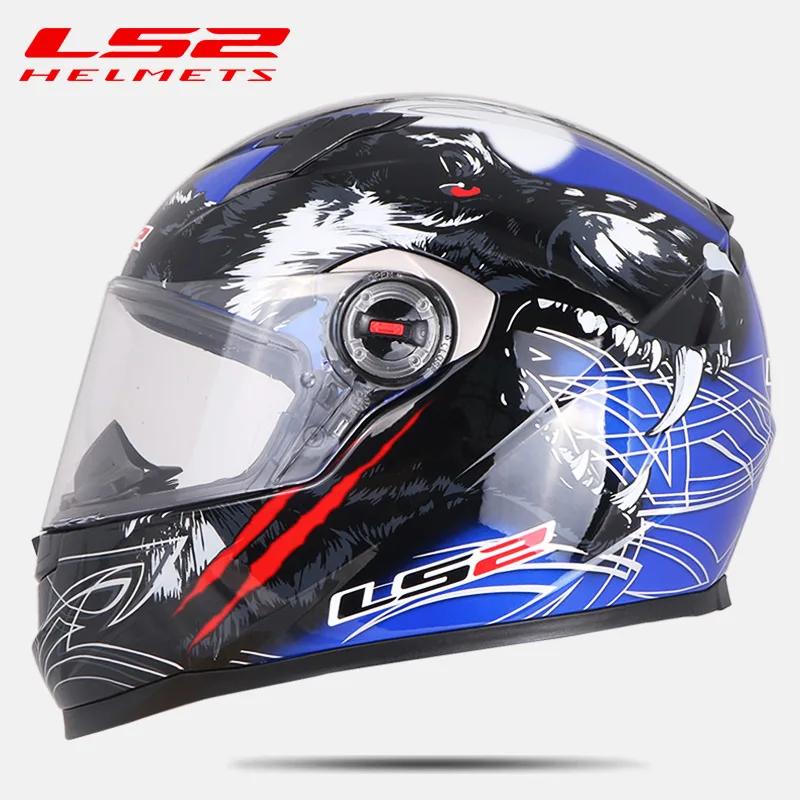 LS2 FF358 полный уход за кожей лица moto rcycle шлем Alex Barros moto cross racing casco moto capacete ls2 ECE утвержден - Цвет: Blue Wolf Totem