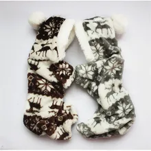 Новых осенью и зимой снежинка теплый мягкий, флисовый, для Собаки Одежда для домашних животных, одежда для собак, бархатные носки кораллового цвета с рисунком рождественского оленя для щенков