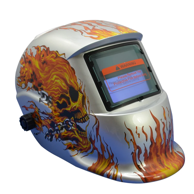 Череп надписи Регулируемый сменный Батарея маска сварщика Промышленные Дешевые Солнечная шлифовальный шлем заварки trq-hd08-2233ff-yg