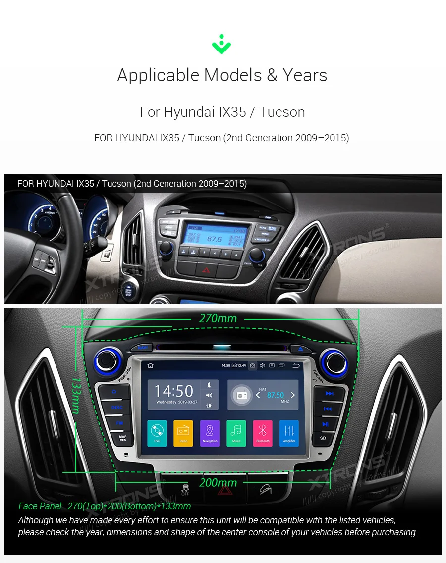 Flash Deal 7" Android 9.0 Pie OS Car DVD Multimedia GPS Radio for Hyundai Tucson 2009-2015 & ix35 2009-2015 with Car Play Function Support 3