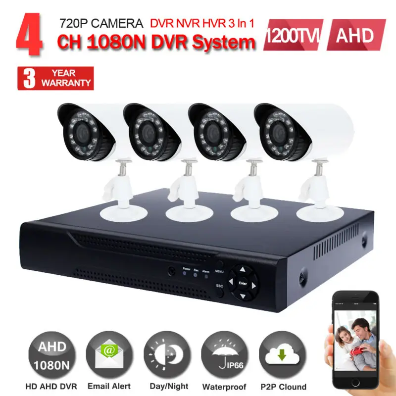 JORANK home HD 1.0MP 1200TVL видео система наблюдения CCTV 4CH аналоговая камера высокого разрешения, система видеонаблюдения, цифровой видеорегистратор комплект 720 P 960 H CMOS IR камера видеонаблюдения