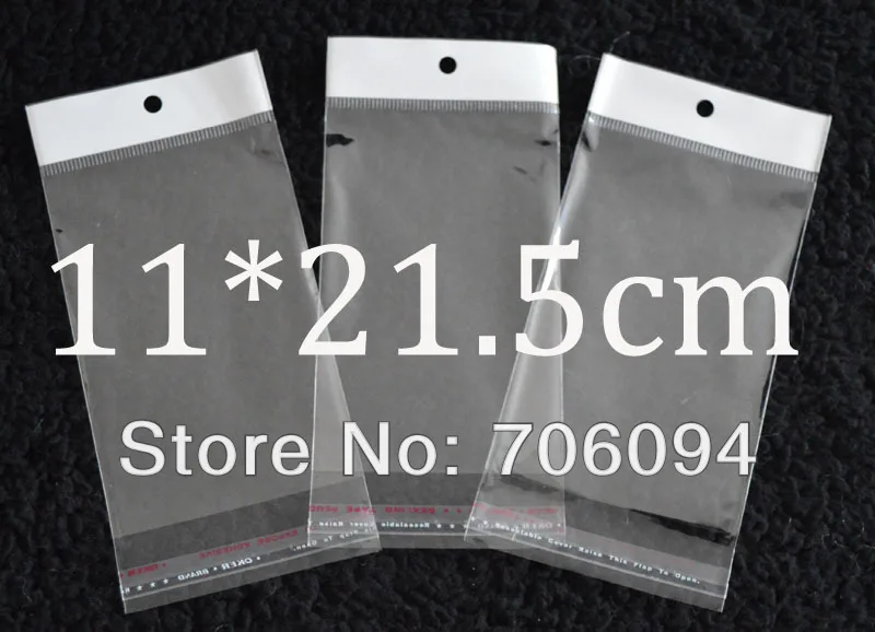 

FreeShipping 11*21.5cm,1000pcs/lot Clear Self Adhesive Seal Poly Opp Plastic Bag With Header ,Hole Jewelry Earring Packing bag