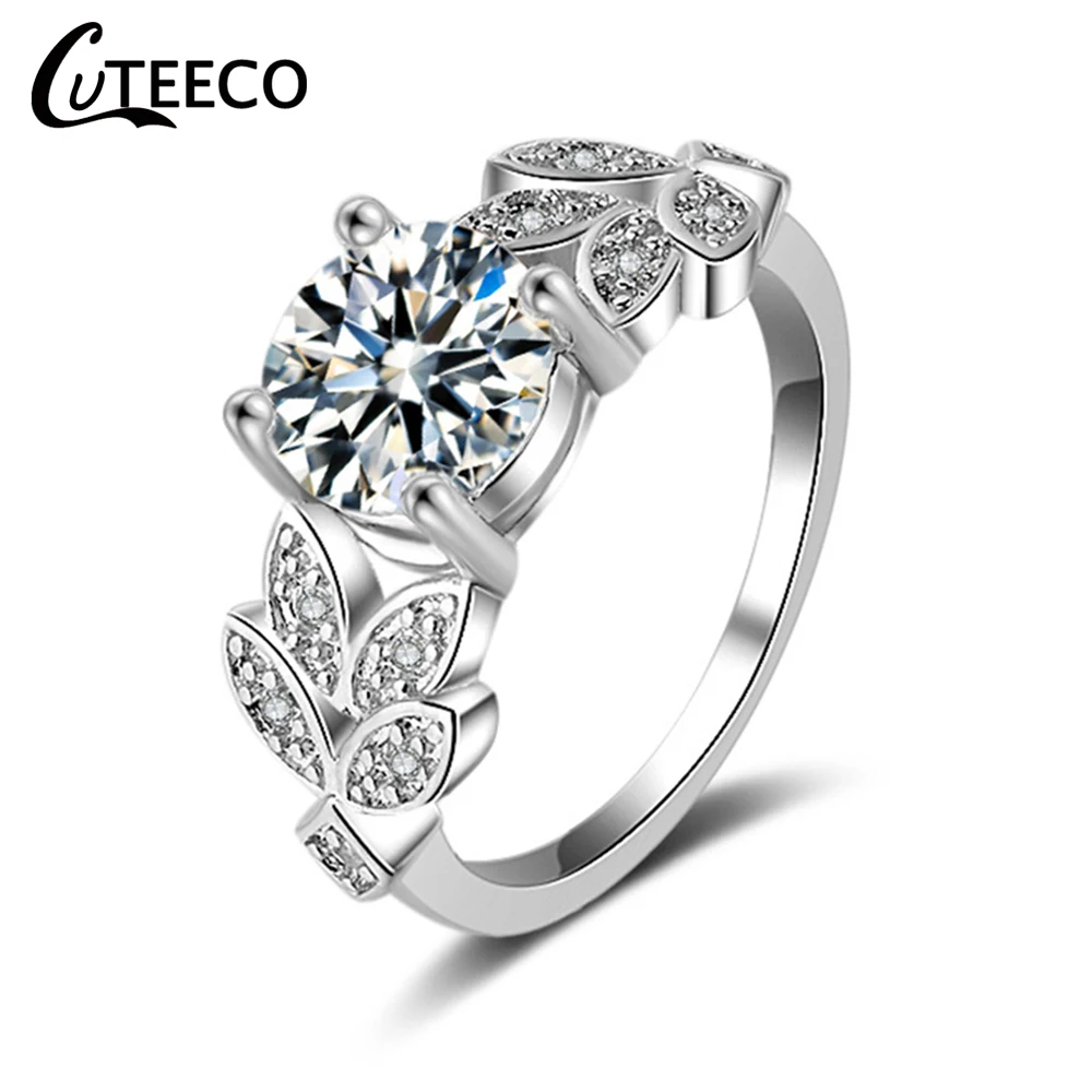 CUTEECO европейские модные обручальные кольца для женщин дизайн циркониевое кольцо Свадебные украшения подарок Прямая поставка