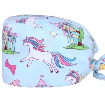 

Unicorn Nurse Surgical Medical Caps Female Male Scrub Cap Hospital Nurse Doctor Working Hat 100% Cotton Dentist Health Care Hats