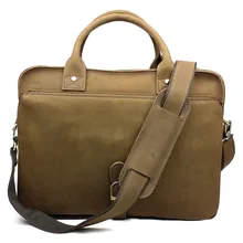 Мужской портфель из натуральной кожи, коровья кожа, сумка для ноутбука, 14 дюймов, сумочки для бизнеса, сумка на плечо, винтажная темно-зеленая