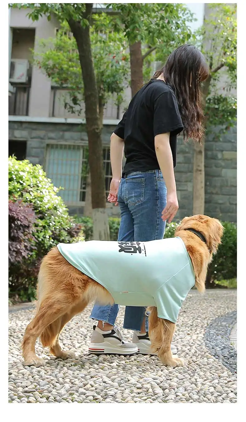 Hoopet Summer Big Dog Clothes T-shirts Mesh Cloth Breathable Dog Vest Golden Retriever Cloth for Medium Large Dogs 3XL-8XL (13)