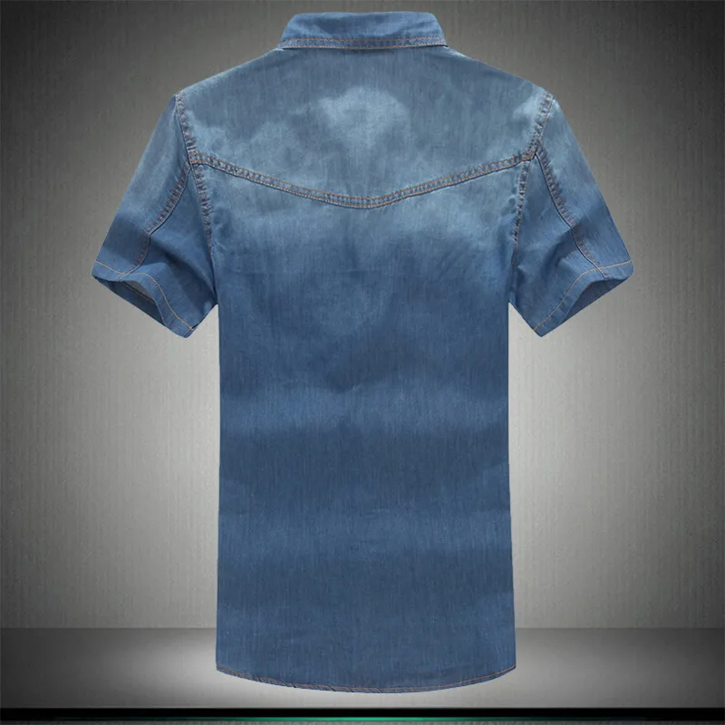 Plus Asian Size L-5XL 6XL 7XL 8XL 100% Denim COTTON Shirt For Men Short Sleeves 2019 Summer Style Fashion Casual Clothing