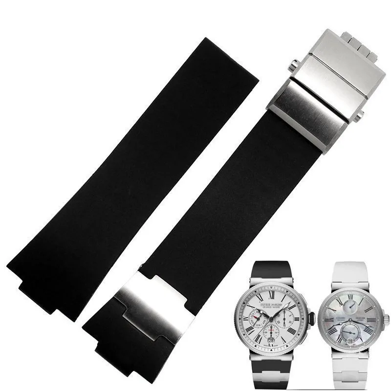 

Watchband Bracelet Silica Gel Watch Band For Ulysse Nardin MARINE Waterproof Rubber Watch Strap Sports 25*12mm Men Watches