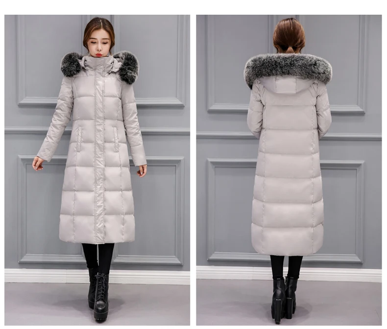 Women Winte Down Jacket Coat White Duck Down Long Parka Hooded Fur Collar Coat Women Paded Winter Coats Female 2018 As05 (7)