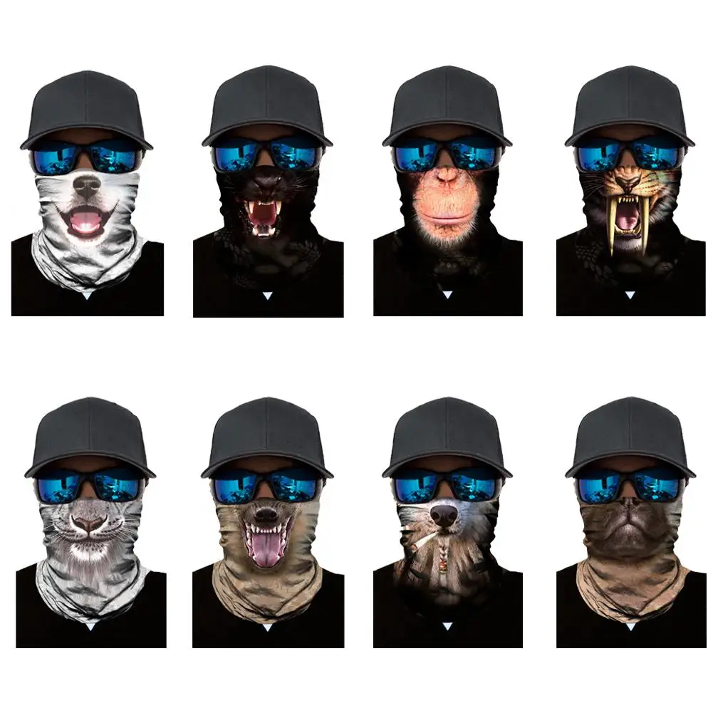 Cycling Mask Cover 3D Magic Towel Digital Printing Sunscreen Animal Sports Outdoor Riding Collar Headware Headscarf | Спорт и