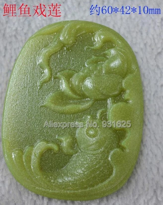 

Wonderful Natural Fluorite Stone Carved Blessing Fish Flower Lucky Pendant + Rope Necklace Glow in Dark luminous Jewelry