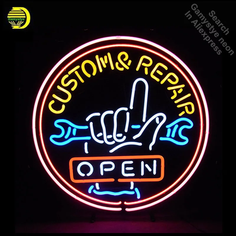 Custom Open Repair Neon Sign Real Glass Tube Bar Car Light Sign Store