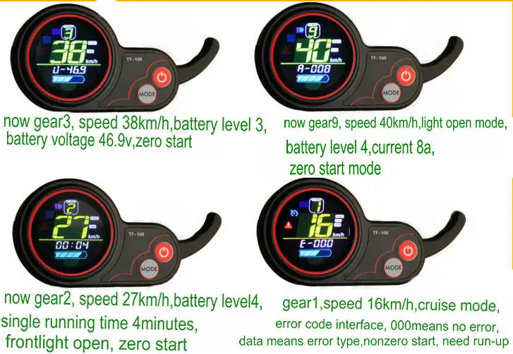 24v36v48v60V ЖК-дисплей LH100 с переключателем/дроссельной заслонкой для электрического велосипеда, скутера, квадроцикла, трицикла, спидометра, ручного управления панелью