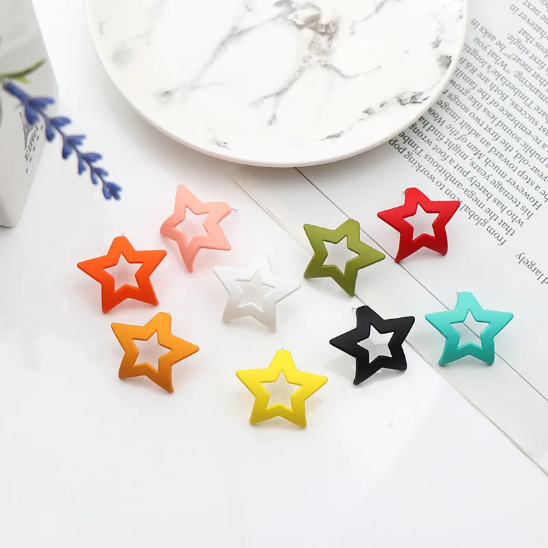 

New Fashion Hollow Five-Pointed Star Earring Acrylic Simple Earrings For Women Jewelry Wedding Party Christmas Gift Wholesale