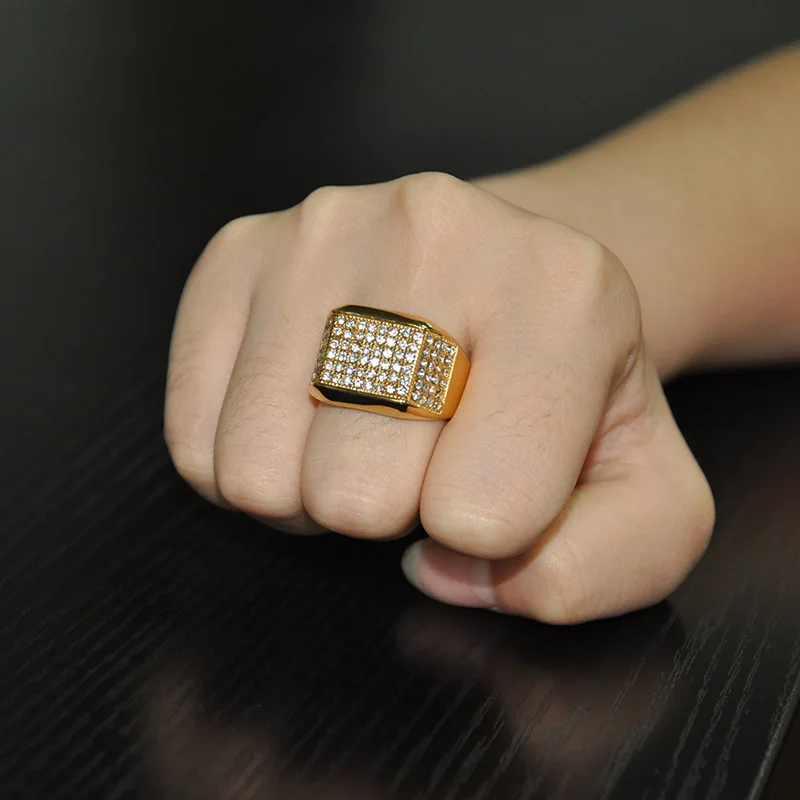 Хип хоп титановое Нержавеющее микро проложить Стразы Iced Out Bling геометрическое