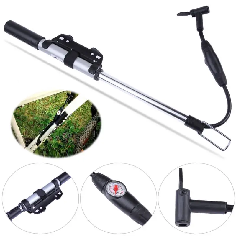 Aluminum alloy Bicycle Pump With Gauge 120 PSI High Pressure Handle