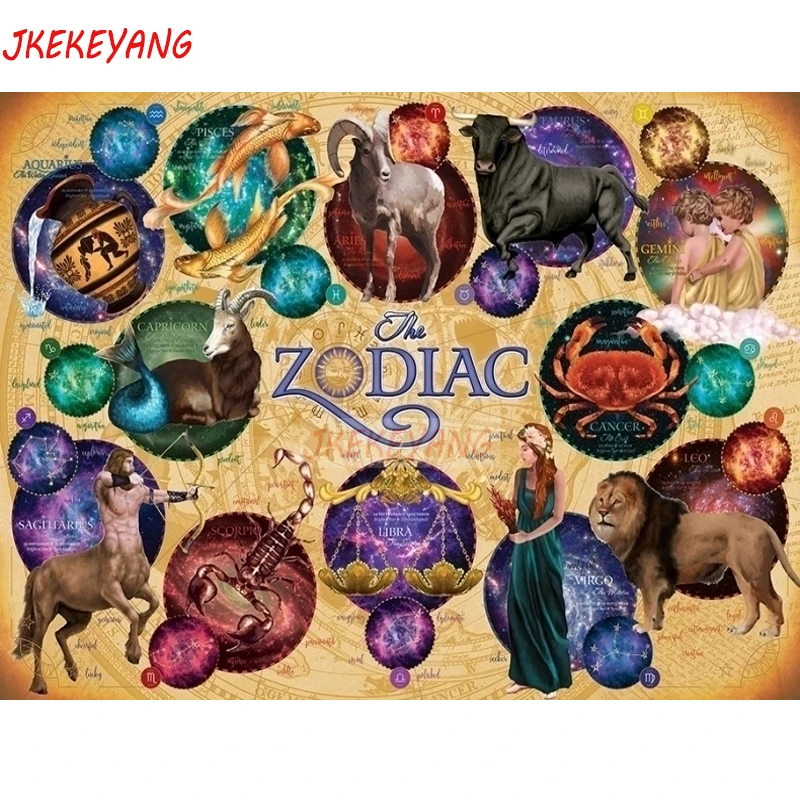 5D DIY square/round Diamond Painting Zodiac Cross Stitch Embroidery Pattern Rhinestone Home Decor J1067 | Дом и сад