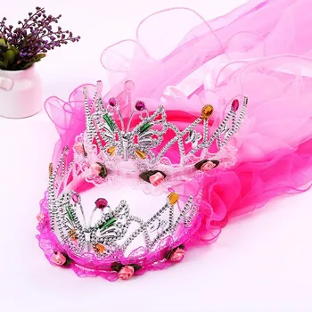

New Kids Girls Butterfly Flower Headband Veil Children Princess Hair Band Hair Accessories Wedding Halloween Party Favor