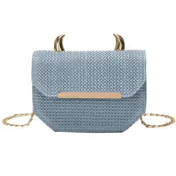 

NEW-Straw Packet Female Korean Version Of The Foreign Girl Chain Messenger Bag Fairy Wild Woven Small Square Bag