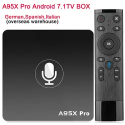 A95X Pro Android 7,1 ТВ Ящик Голосовой Управление 4 ядра Amlogic S905W H.265 2 ГБ 16 ГБ 2,4 ГГц Wi-Fi 4 K HD медиаплеер Set-топ Коробки