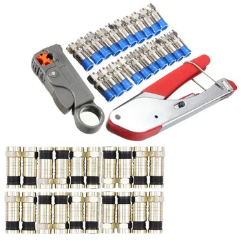 

Coaxial Cable Wire Stripper RG6/RG59 Compression F Connector Tool Crimping Pliers Wire Stripping Pliers Kit