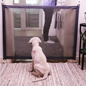 

2018 Dog Gate Mesh Magic Pet Gate For Dogs safety Fence Indoor Pet Dog Safety Enclosure Folding Dog Fence Dropshipping 30