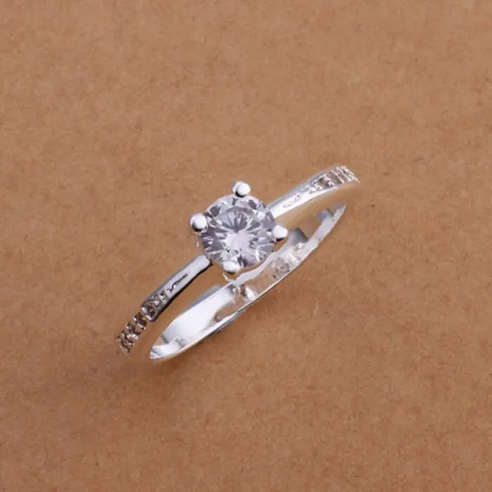 

Ring Silver Plated Ring Silver Exquisite Women's Jewelry Ring Inlaid Crystal Jewelry Wholesale Free Shipping wert LR185-8