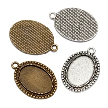 10 pçs/lote Oval Configurações Pingente Em Branco Cabochão Base de dados de Base para 18x25mm Cabochão Cameo DIY Colar Fazer