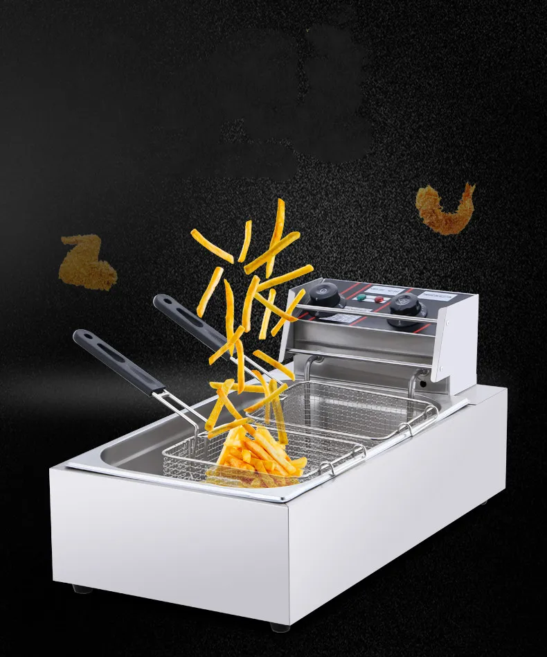 US $223.00 Electric Deep Fryers blast furnace commercial lengthened and thickened 12L oil fryer fry French machine