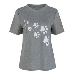 O-Cuello Del Verano Lindo Encantador Grils Gris Blanco Patas Impresión Mujeres Camiseta Algodón Casual Hipster Gota Camiseta Casual Tops O-Cuello Del Verano Lindo Encantador Grils Gris Blanco Patas Impresión Mujeres Camiseta Algodón Casual Hipster Gota Camiseta Casual Tops