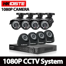 HKIXDISTE 8 Channel Home HD 2MP Security Camera System AHD 1080P Video Surveillance infrared Bullet 8CH DVR CCTV Camera System