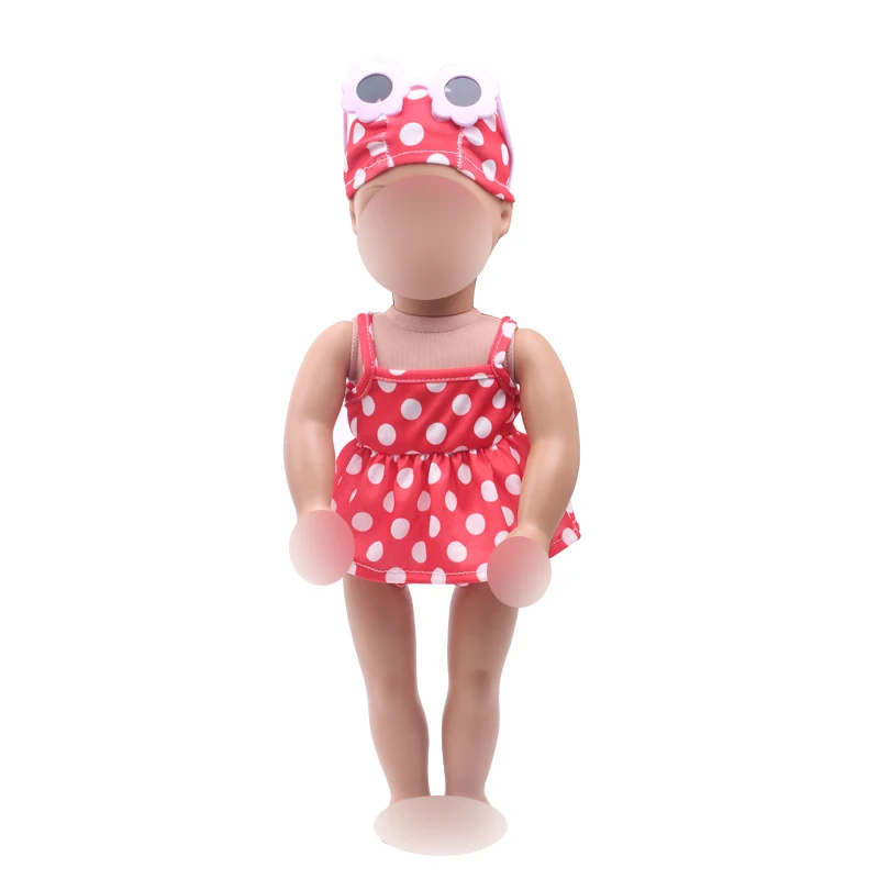 18 inch Girls doll bathing suit swimwear Bikini suit + swimming cap