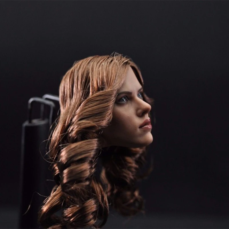 Cabeça da Menina com Curlycarving Figura de Ação Brinquedos para 12 Mulher Viúva Negra Scarlett Johansson Feminino Marrom Modelo 1 - 6 7 Figuras de ação