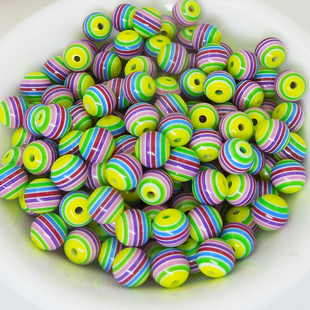 

6mm 100pcs Resin diy beads green rainbow spacer color Stripe 6mm Dia,100PCs for Making necklace bracelet diy craft for kid gift