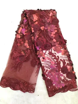 

Latest sequins French Lace Material High Quality French tulle African Lace Fabric With flower Nigerian Wedding African Lace