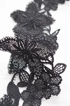 

Black lace trim, elegant floral lace trim, 14 yards
