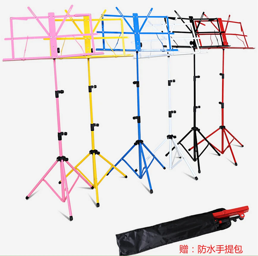 

RU 1pcs Colourful Choose Sheet Music Stand Folding Metal Tripod Stand Holder With Soft Case Carrying Bag