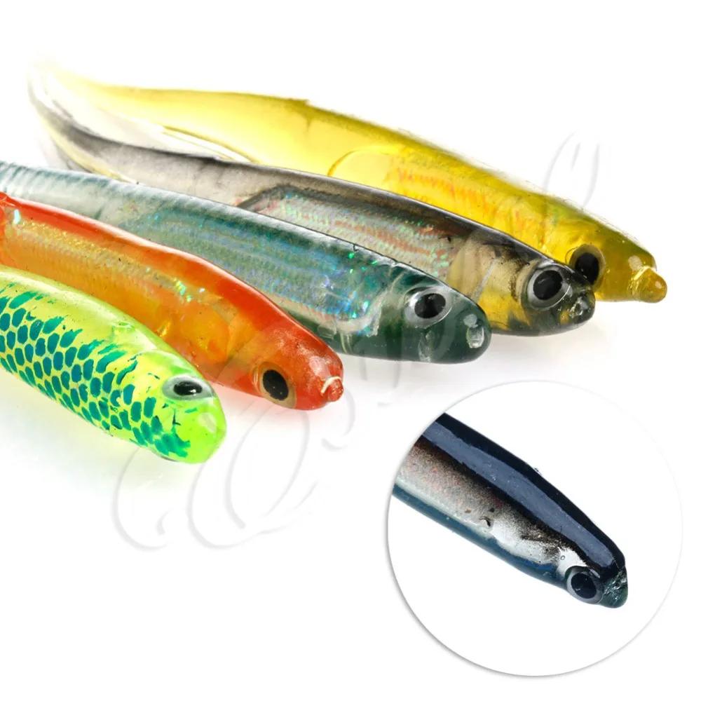 OOTDTY Fishing Lures Fishing Accessories 5pcs 10cm Colorful Silicone