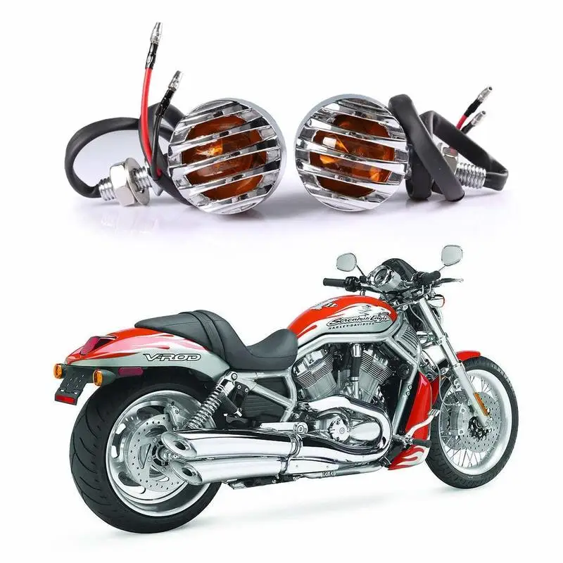 

2PCS Heavy Duty Motorcycle Turn Signals Bulb Indicators Blinkers Lights with Bullet Shape Greenclick Amber Lens Front Rear Turn