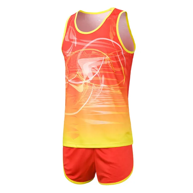 Men Sport Suits Marathon Clothes Vest+Shorts 2 pieces set Racing kits