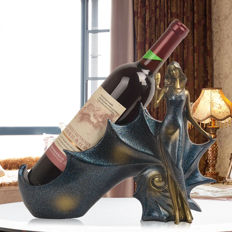 

European beauty wine rack resin ornaments for homes wine cabinet home furnishings creative character art figurines wedding gift