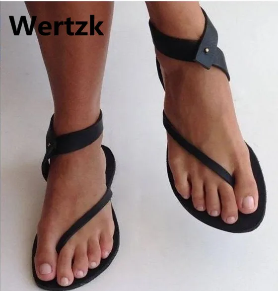 

2019 Women flats Sandals women Shoes Woman Summer Fashion Flip Flops Ladies Shoes Rome Summer sandals Plus Size 35-43 D001