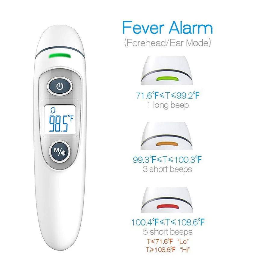 Цифровой инфракрасный ИК ЖК-экран термометр лоб и ухо Бесконтактный Взрослый тела сигнализация измерения температуры