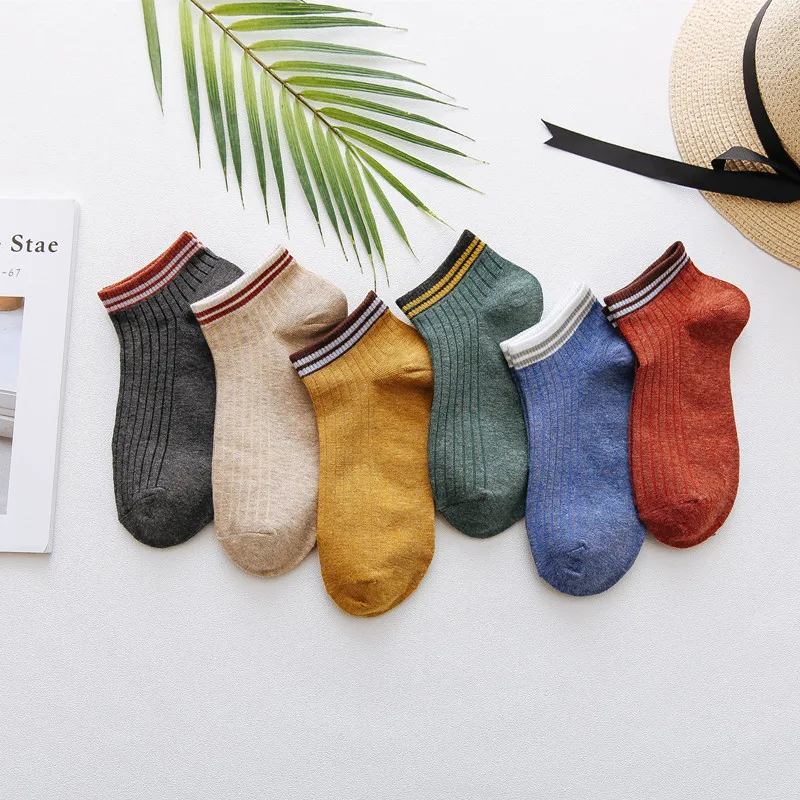 

Simple Socks Women Standard Stripe Patchwork Wild Short Socks Comfortable And Breathable Casual Lady's Socks Cotton