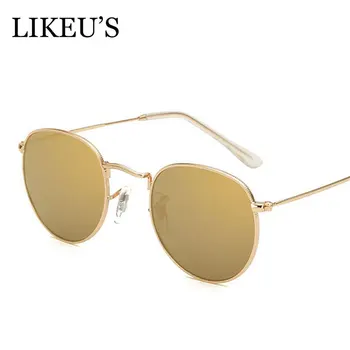 

LIKEU'S New Women Retro Round Metal Frame Sunglasses Brand Designer Women Oval Sunglasses Vintage oculos de sol UV400