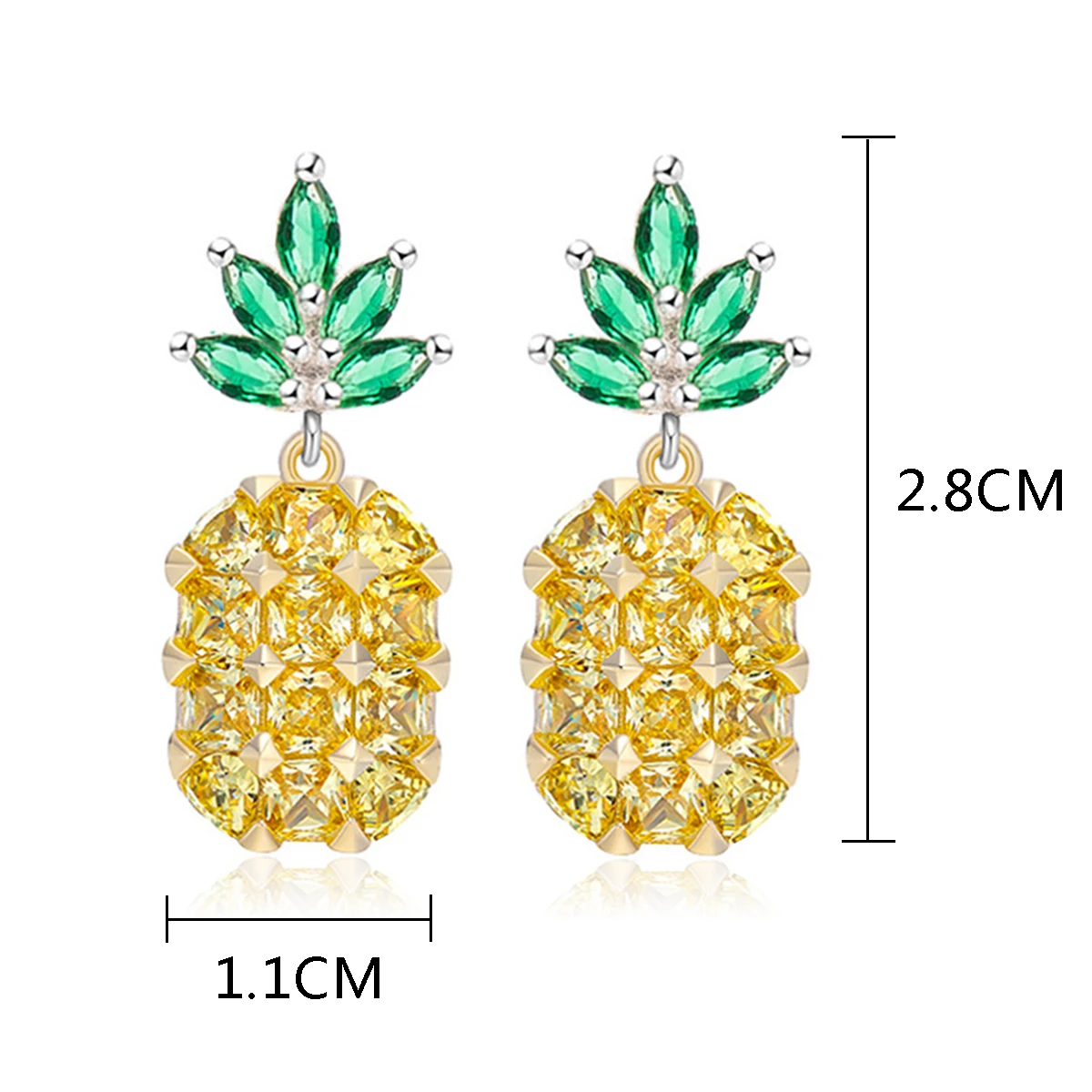 Womens Girls Cute Bling Gold Pink Fruit Pineapple Crystal Ear Stud Earring